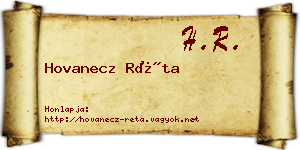 Hovanecz Réta névjegykártya